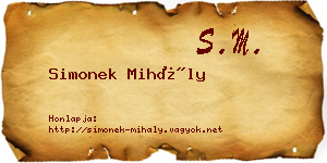 Simonek Mihály névjegykártya
